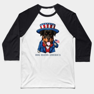 Rottweiler Dog Bless America Baseball T-Shirt